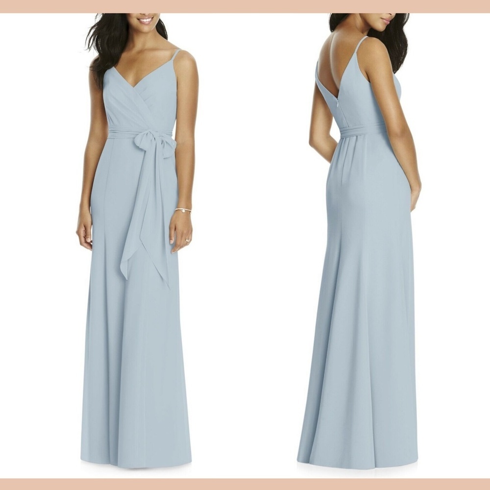 NWD Social Bridesmaids Faux Wrap Gown in Mist [SZ‎ 10 ] MISSING BELT